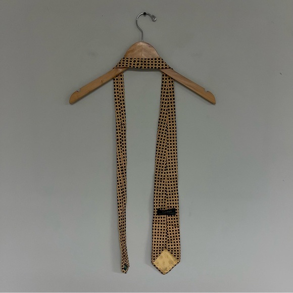 Lauren Ralph Lauren Tie 100% Silk Yellow Circle Patterned Vintage Preppy - Picture 4 of 8